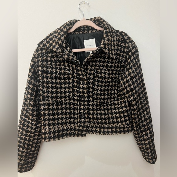 Anthropologie Avec Les Filles Houndstooth Shimmer Cropped Coat Size M - Picture 8 of 10